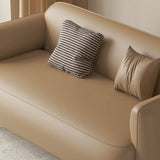 Light Brown Water Resistant Faux Leather Wood Leg Sofa Image - 7