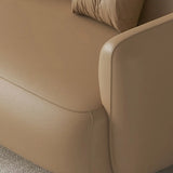 Light Brown Water Resistant Faux Leather Wood Leg Sofa Image - 8
