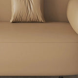 Light Brown Water Resistant Faux Leather Wood Leg Sofa Image - 9