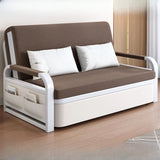 Light Gray Cotton Linen Cushion Back Storage Sleeper Image - 10
