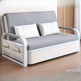 Light Gray Cotton Linen Cushion Back Storage Sleeper Image - 3