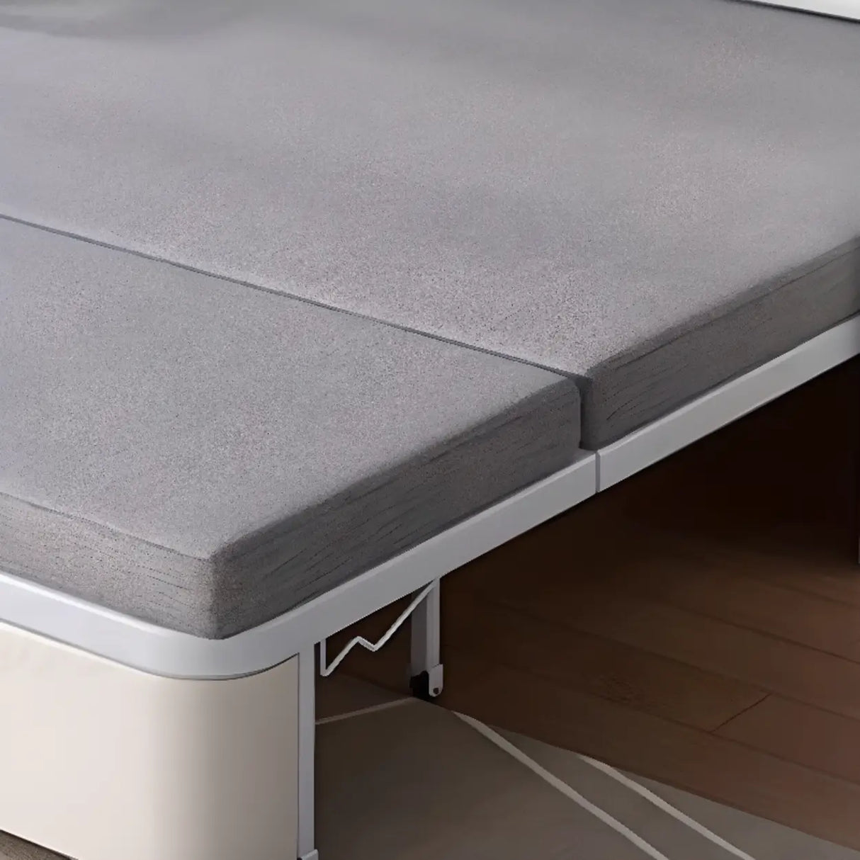 Light Gray Cotton Linen Cushion Back Storage Sleeper Image - 8