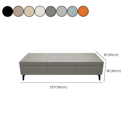Light Gray Faux Leather Flip Top Storage Bedroom Bench #size
