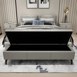 Light Gray Faux Leather Flip Top Storage Bedroom Bench Image - 6