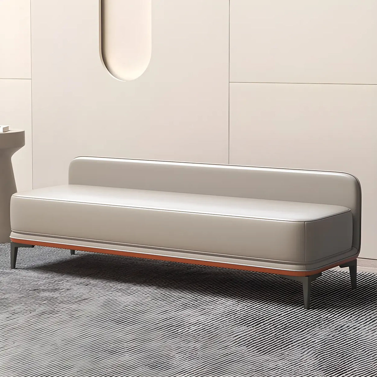 Light Gray Faux Leather Upholstered Bedroom Bench Image - 13