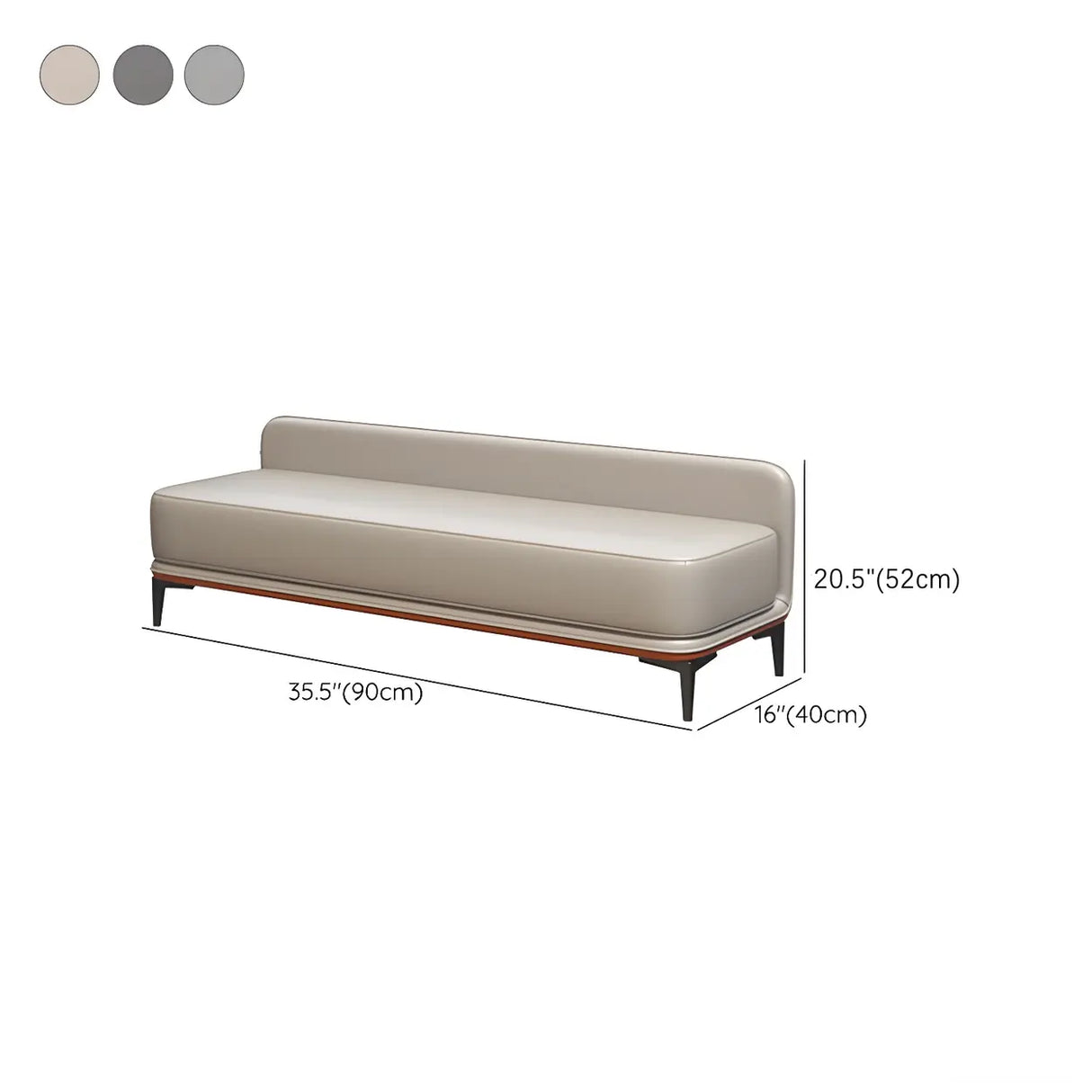 Light Gray Faux Leather Upholstered Bedroom Bench 