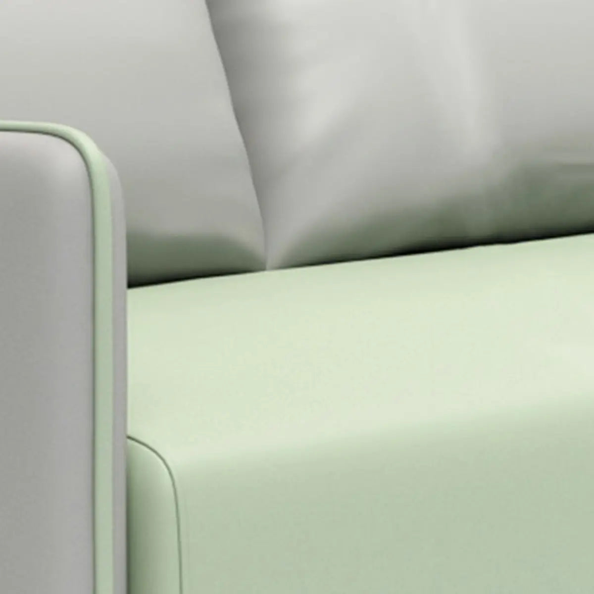 Light Gray-Green Faux Leather Sewn Pillow Back Sofa Image - 17