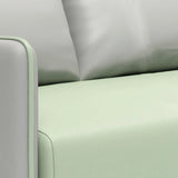 Light Gray-Green Faux Leather Sewn Pillow Back Sofa Image - 17