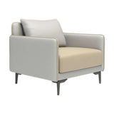 Light Gray-Green Faux Leather Sewn Pillow Back Sofa Image - 2