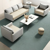 Light Gray-Green Faux Leather Sewn Pillow Back Sofa Image - 21