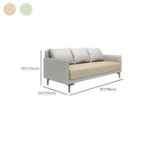 Light Gray-Green Faux Leather Sewn Pillow Back Sofa Image - 24