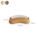 Light Gray-Khaki Water Resistant Leather Curved Sofa Image - 14