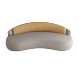 Light Gray-Khaki Water Resistant Leather Curved Sofa Image - 7