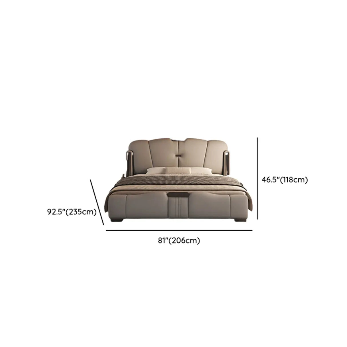 Light Gray King Modern Upholstered Wingback Storage Bed Image - 18