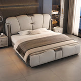 Light Gray King Modern Upholstered Wingback Storage Bed Image - 3