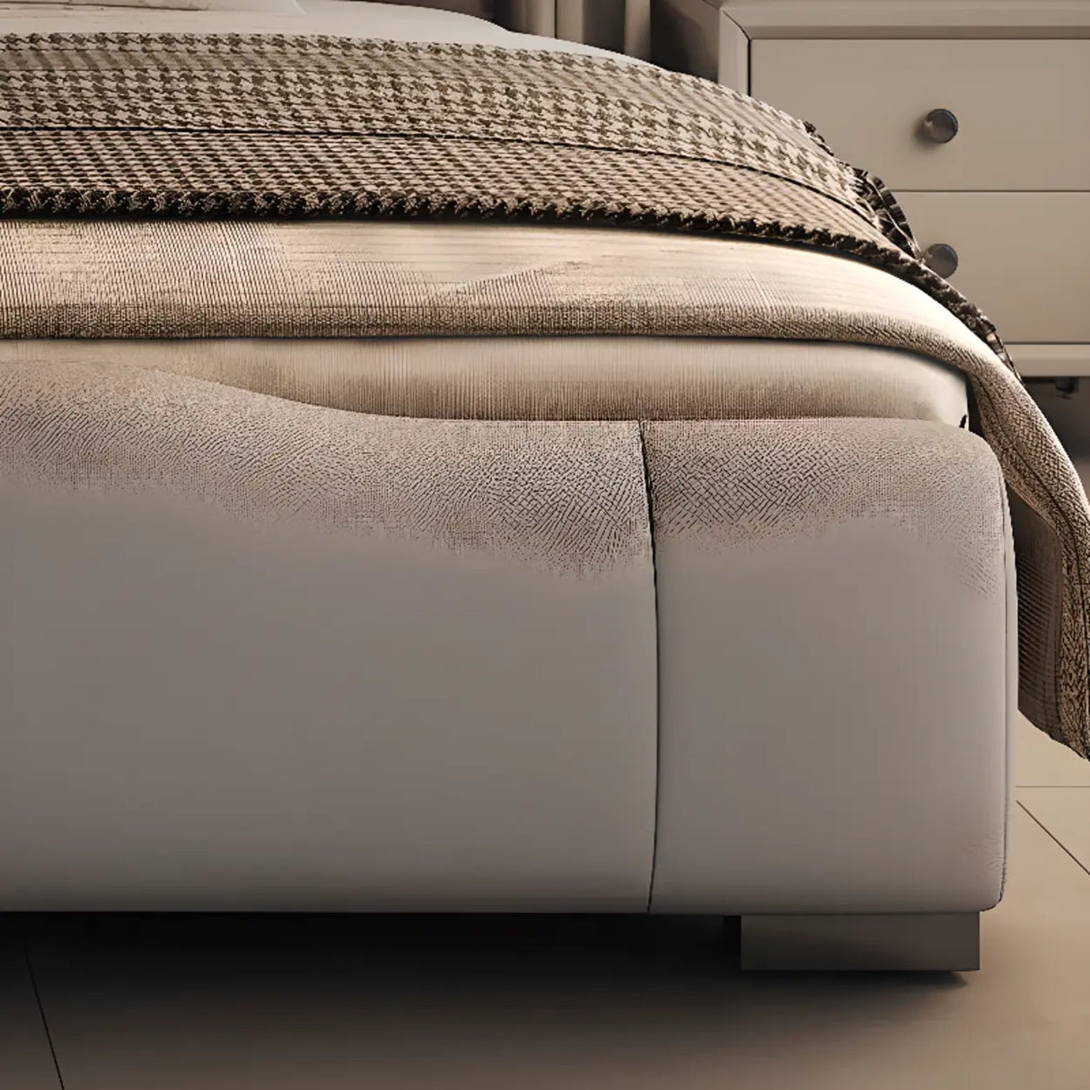 Light Gray King Modern Upholstered Wingback Storage Bed Image - 4