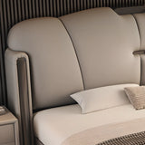 Light Gray King Modern Upholstered Wingback Storage Bed Image - 7