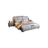 Light Gray King Plush Leather Upholstered Wingback Bed Image - 5