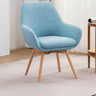 Light Gray Linen Fixed Back Natural Four Legs Arm Chair Image - 10