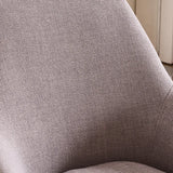Light Gray Linen Fixed Back Natural Four Legs Arm Chair Image - 6