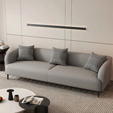 Light Gray Water Resistant Leather Tuxedo Arm Sofa Image - 1
