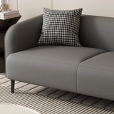 Light Gray Water Resistant Leather Tuxedo Arm Sofa Image - 10