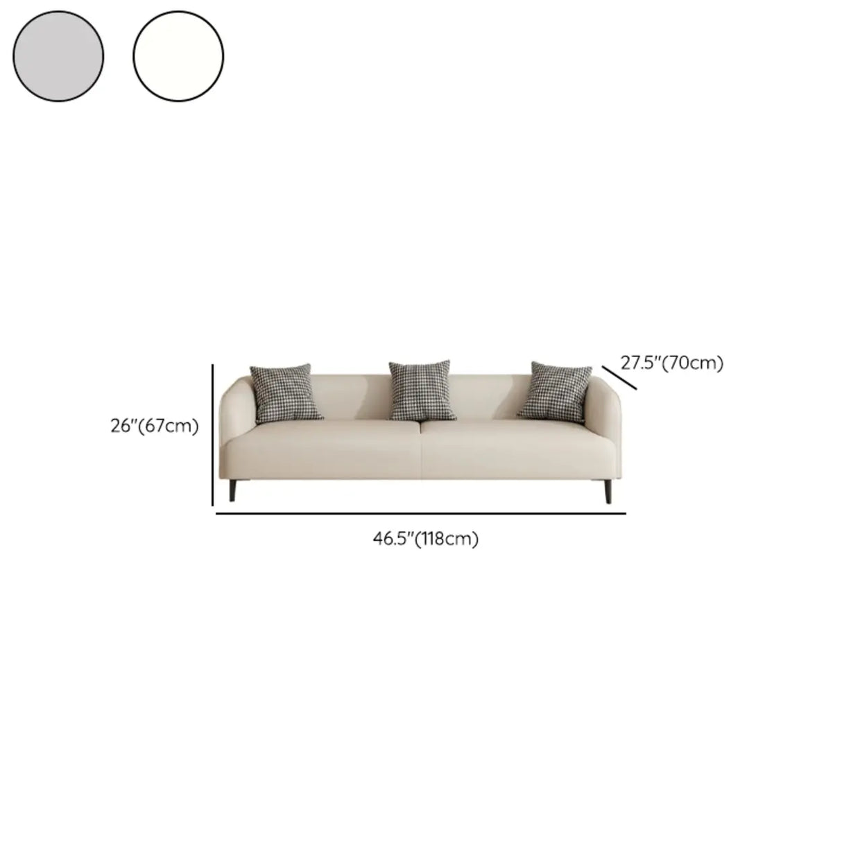 Light Gray Water Resistant Leather Tuxedo Arm Sofa 