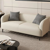 Light Gray Water Resistant Leather Tuxedo Arm Sofa Image - 3