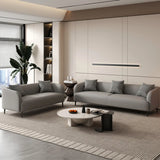 Light Gray Water Resistant Leather Tuxedo Arm Sofa Image - 4