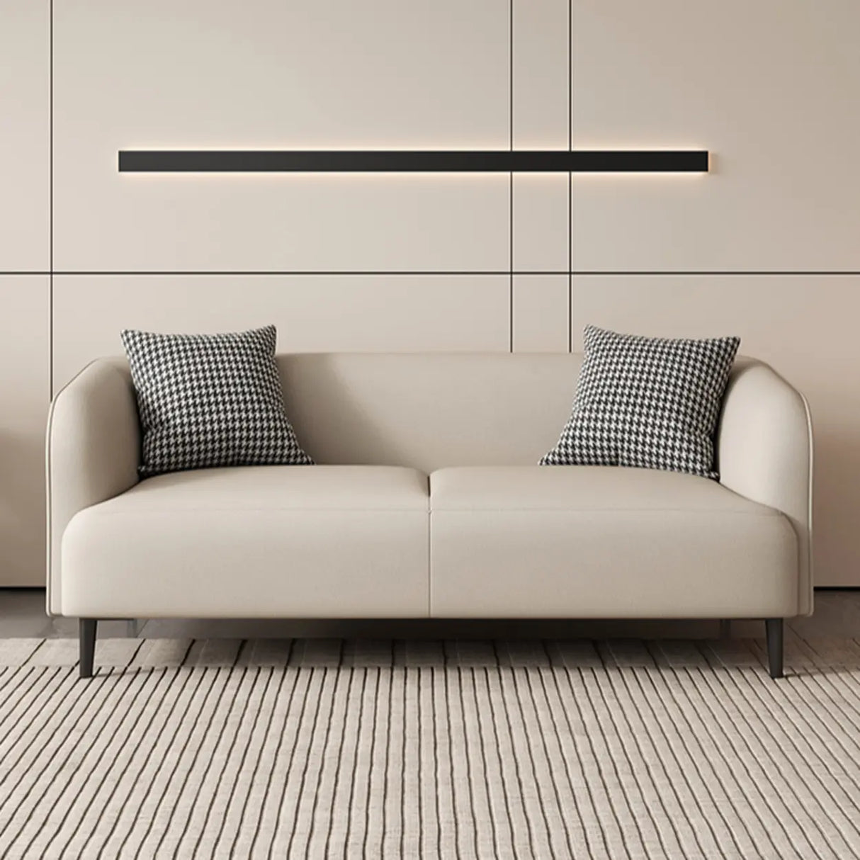Light Gray Water Resistant Leather Tuxedo Arm Sofa Image - 8