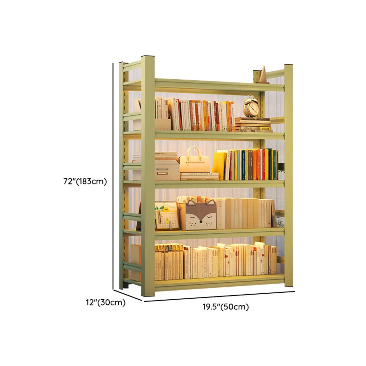 Light Green Fresh Open Back Steel Organizer Bookshelf Image - 13