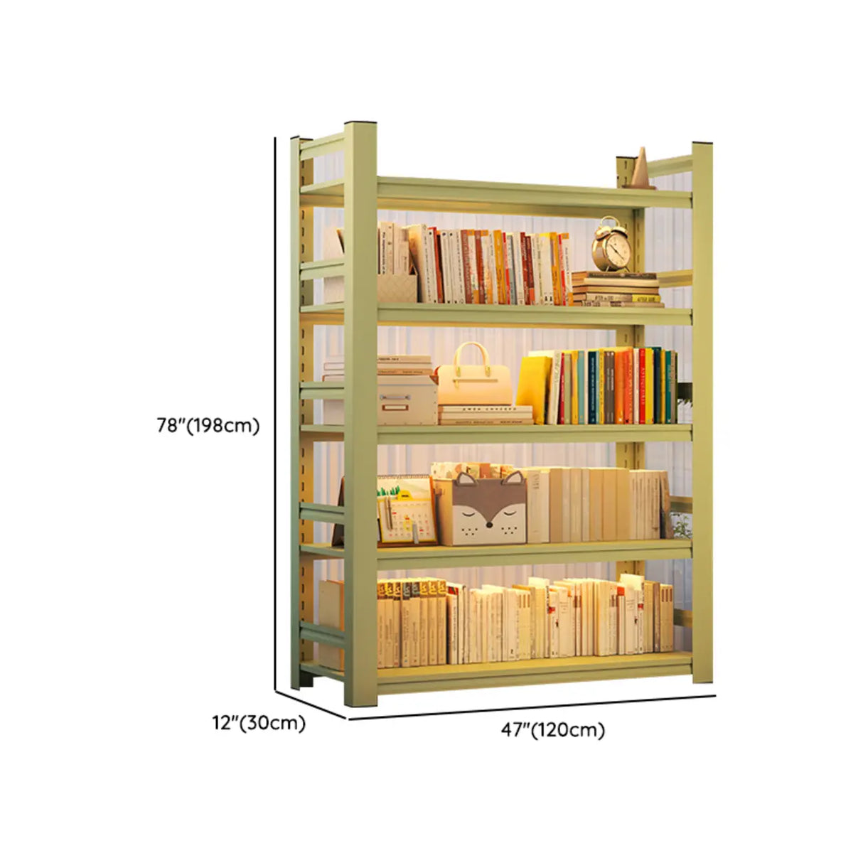 Light Green Fresh Open Back Steel Organizer Bookshelf Image - 19