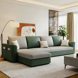 Light Green Tech Cloth Modular Sectional with Storage Image - 9