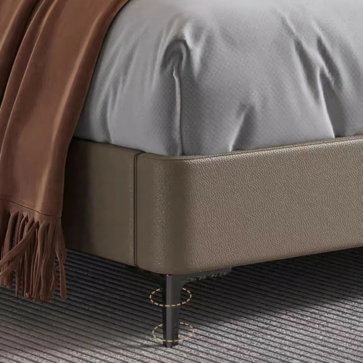 Light Grey King Leather Headboard Storage Bed Frame Image - 10