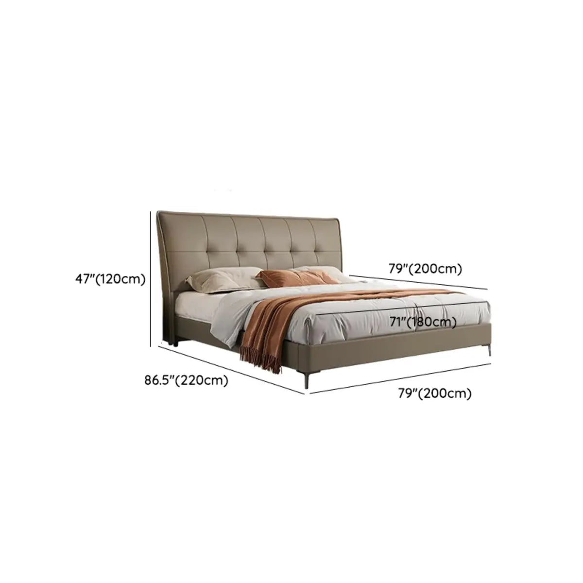 Light Grey King Leather Headboard Storage Bed Frame Image - 12