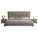Light Grey King Leather Headboard Storage Bed Frame Image - 6