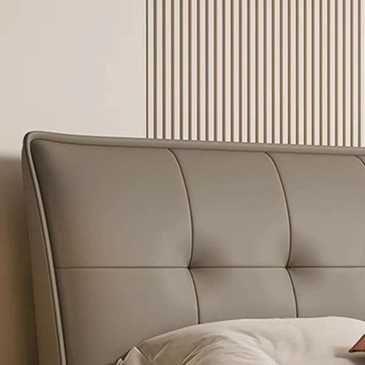Light Grey King Leather Headboard Storage Bed Frame Image - 7