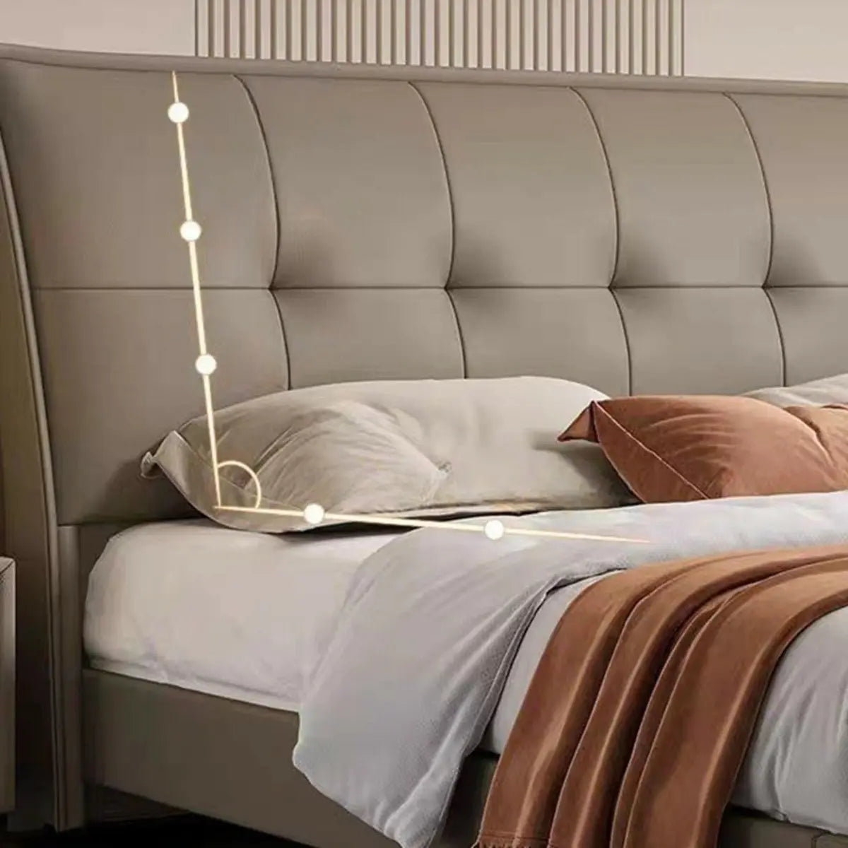 Light Grey King Leather Headboard Storage Bed Frame Image - 8