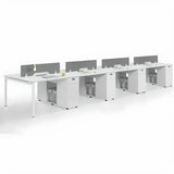 Light Wood Drawer Cabinet Rectangle Office Writing Desk Image - 16