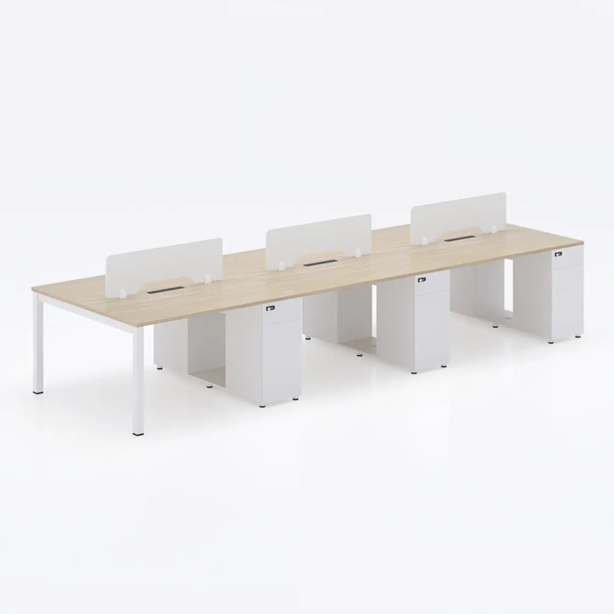 Light Wood Drawer Cabinet Rectangle Office Writing Desk Image - 24
