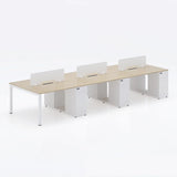Light Wood Drawer Cabinet Rectangle Office Writing Desk Image - 24