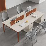 Light Wood Drawer Cabinet Rectangle Office Writing Desk Image - 3