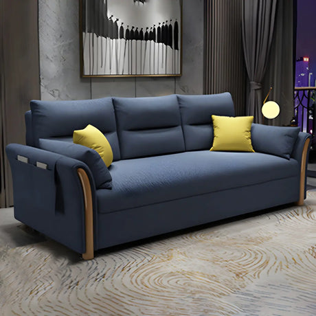 Linen Blend Flared Arm Storage Sleeper Sofa with Pillow Image - 1