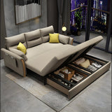 Linen Blend Flared Arm Storage Sleeper Sofa with Pillow Image - 2