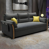 Linen Blend Flared Arm Storage Sleeper Sofa with Pillow Image - 4