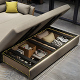 Linen Blend Flared Arm Storage Sleeper Sofa with Pillow Image - 6