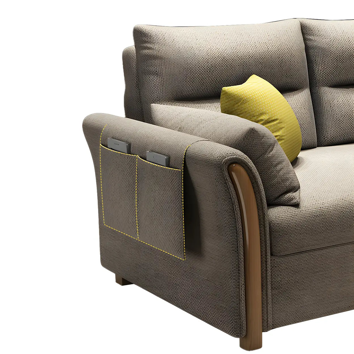 Linen Blend Flared Arm Storage Sleeper Sofa with Pillow Image - 7