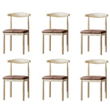 Faux Leather/Linen Open Low Back Dining Side Chair Image - 63