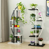 Living Room 4 Tiers Curved Wooden Storage Plant Stand Image - 2