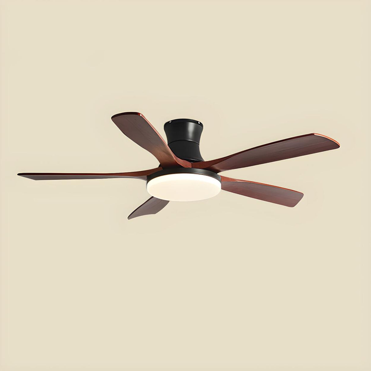 Living Room 5 Blade Wood Ceiling Fan with LED Light Image - 10